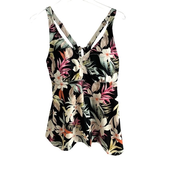 Kona Sol Floral Print Women's Swim Tankini  Top Size 1X - Picture 3 of 10